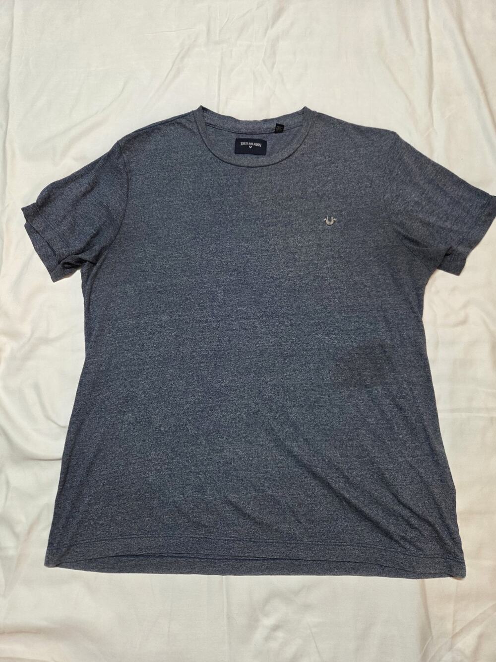 True Religion Men's Short Sleeve Crew Neck T-Shirt Cotton, Size Large Grey